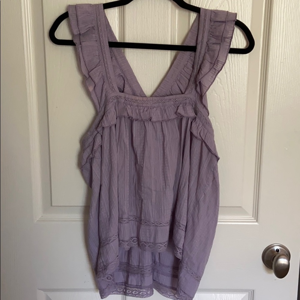 NWOT Purple ruffle blouse